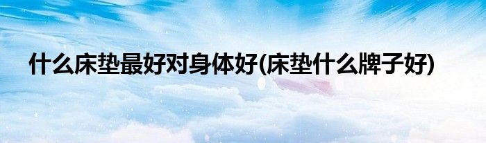 什么床垫更好对身体好(床垫什么牌子好)