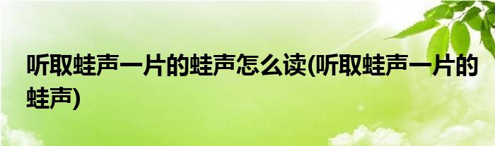 听取蛙声一片的蛙声怎么读(听取蛙声一片的蛙声)