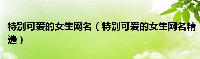 特别可爱的女生网名（特别可爱的女生网名精选）