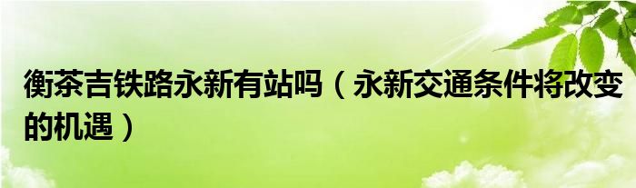 衡茶吉铁路永新有站吗（永新交通条件将改变的机遇）