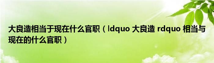 大良造相当于现在什么官职（ldquo 大良造 rdquo 相当与现在的什么官职）