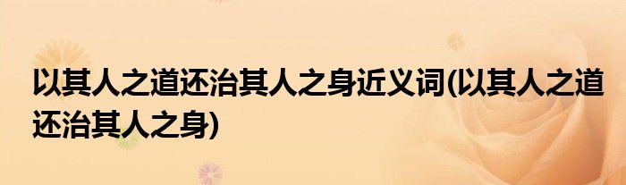 以其人之道还治其人之身近义词(以其人之道还治其人之身)