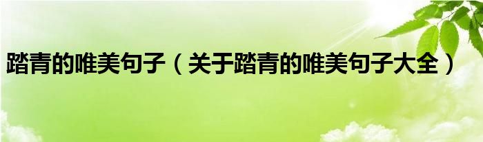 踏青的唯美句子（关于踏青的唯美句子大全）