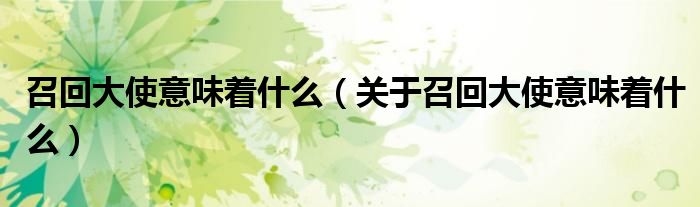 召回大使意味着什么（关于召回大使意味着什么）