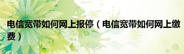 电信宽带如何网上报停（电信宽带如何网上缴费）