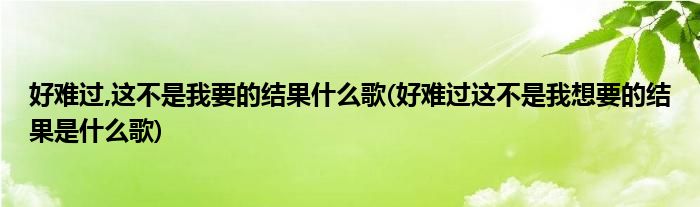 好难过,这不是我要的结果什么歌(好难过这不是我想要的结果是什么歌)