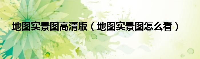 地图实景图高清版（地图实景图怎么看）
