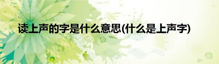 读上声的字是什么意思(什么是上声字)