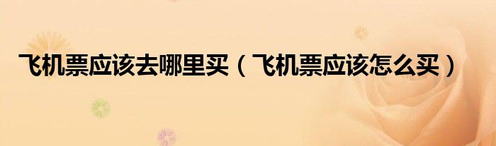飞机票应该去哪里买（飞机票应该怎么买）