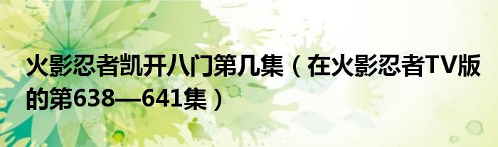 火影忍者凯开八门第几集（在火影忍者TV版的第638—641集）
