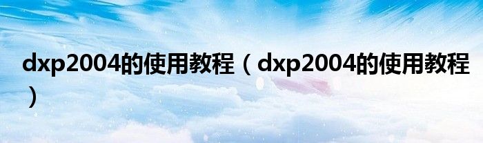 dxp2004的使用教程（dxp2004的使用教程）