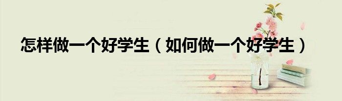 怎样做一个好学生（如何做一个好学生）