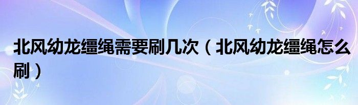 北风幼龙缰绳需要刷几次（北风幼龙缰绳怎么刷）