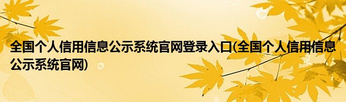 全国个人信用信息公示系统官网登录入口(全国个人信用信息公示系统官网)