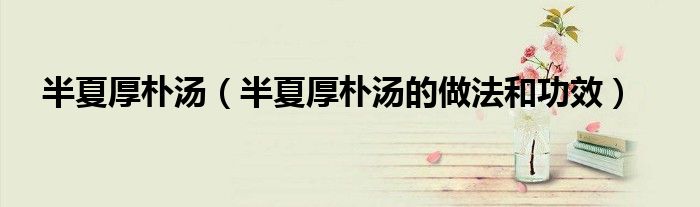 半夏厚朴汤（半夏厚朴汤的做法和功效）