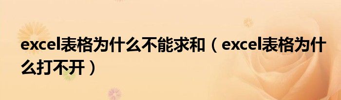 excel表格为什么不能求和（excel表格为什么打不开）