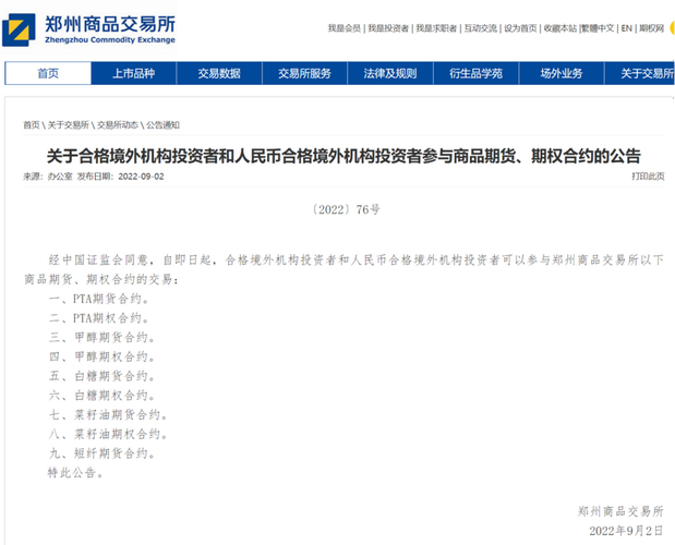 郑商所境外交易者 涵盖20个和地区