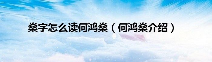 燊字怎么读何鸿燊（何鸿燊介绍）