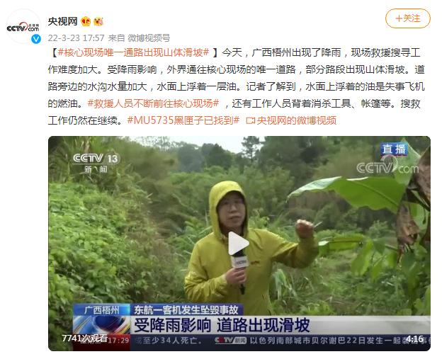 东航失事飞机搜救核心现场通路出现山体滑坡