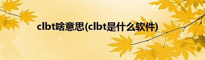 clbt啥意思(clbt是什么软件)