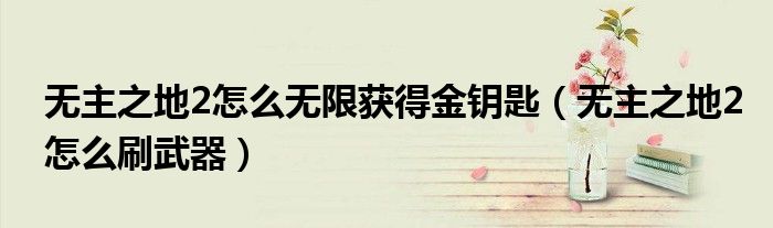 无主之地2怎么无限获得金钥匙（无主之地2怎么刷武器）