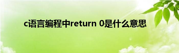 c语言编程中return 0是什么意思