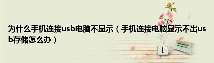 为什么手机连接usb电脑不显示（手机连接电脑显示不出usb存储怎么办）