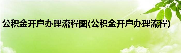 公积金开户办理流程图(公积金开户办理流程)