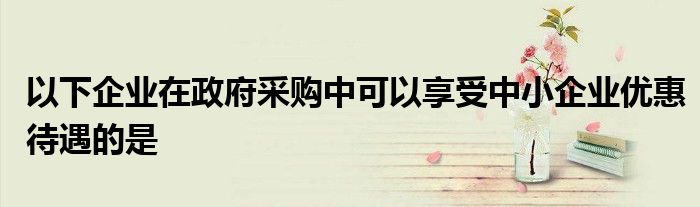 以下企业在政府采购中可以享受中小企业优惠待遇的是