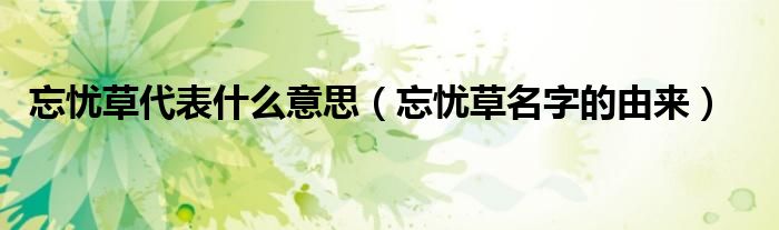 忘忧草代表什么意思（忘忧草名字的由来）