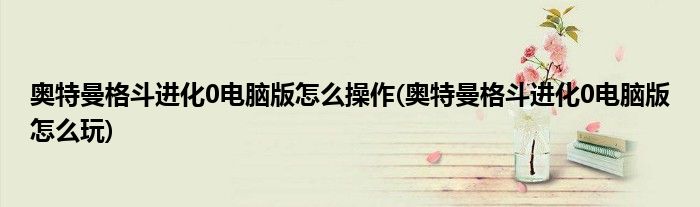 奥特曼格斗进化0电脑版怎么操作(奥特曼格斗进化0电脑版怎么玩)