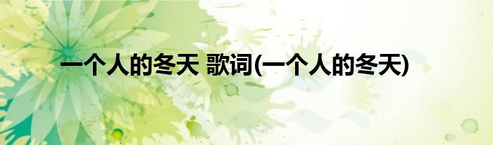 一个人的冬天 歌词(一个人的冬天)