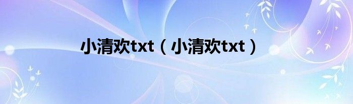 小清欢txt（小清欢txt）