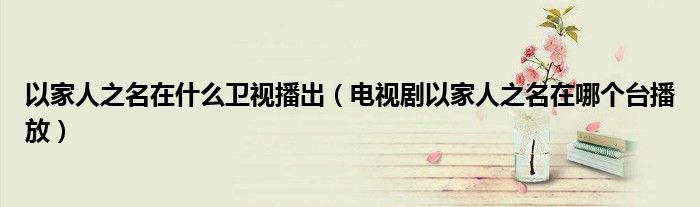 以家人之名在什么卫视播出（电视剧以家人之名在哪个台播放）