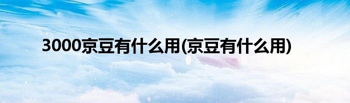 3000京豆有什么用(京豆有什么用)
