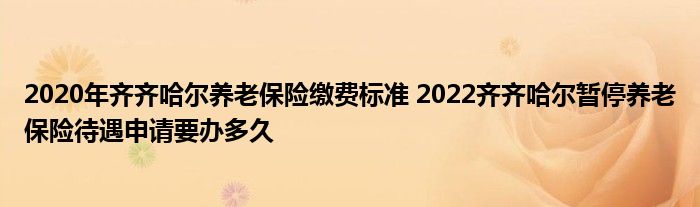2020年齐齐哈尔养老保险缴费标准 2022齐齐哈尔暂停养老保险待遇申请要办多久