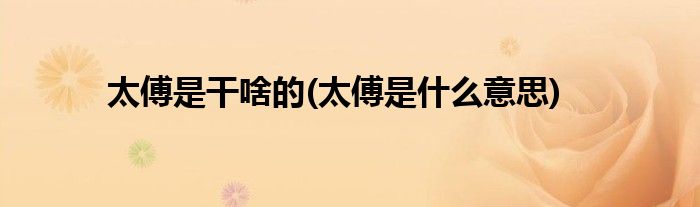 太傅是干啥的(太傅是什么意思)