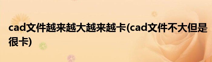 cad文件越来越大越来越卡(cad文件不大但是很卡)