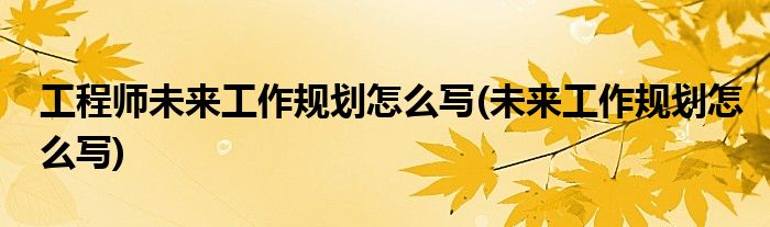 工程师未来工作规划怎么写(未来工作规划怎么写)