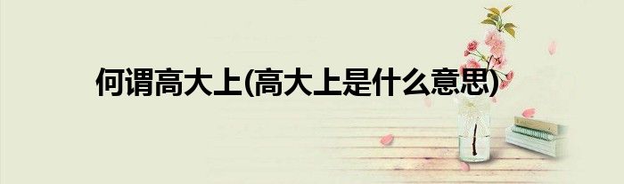 何谓高大上(高大上是什么意思)