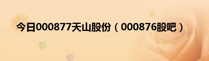 今日000877天山股份（000876股吧）