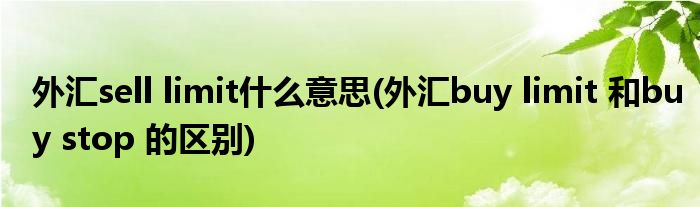外汇sell limit什么意思(外汇buy limit 和buy stop 的区别)