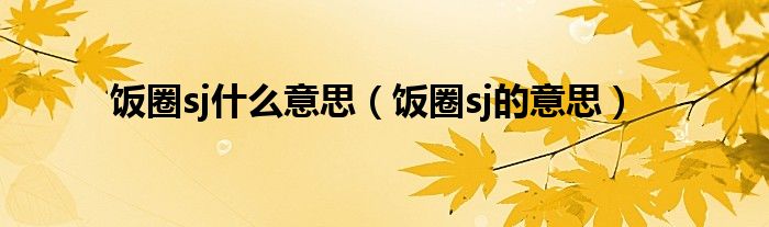 饭圈sj什么意思（饭圈sj的意思）