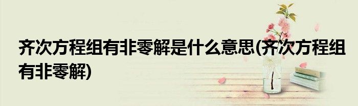 齐次方程组有非零解是什么意思(齐次方程组有非零解)