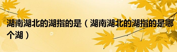 湖南湖北的湖指的是（湖南湖北的湖指的是哪个湖）