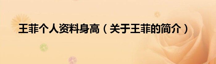 王菲个人资料身高（关于王菲的简介）