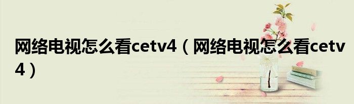 网络电视怎么看cetv4（网络电视怎么看cetv4）