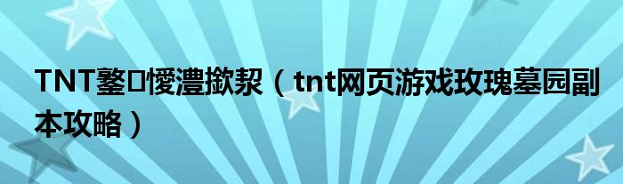 TNT鐜懓澧撳洯（tnt网页游戏玫瑰墓园副本攻略）