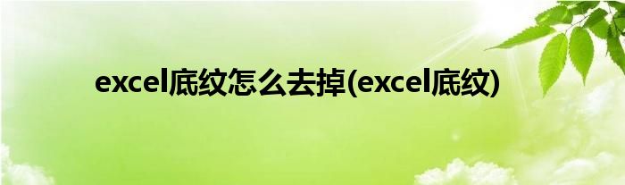 excel底纹怎么去掉(excel底纹)