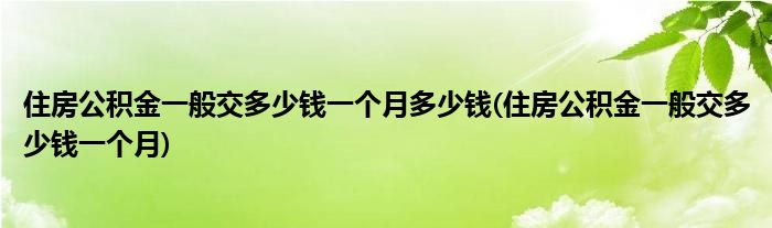 住房公积金一般交多少钱一个月多少钱(住房公积金一般交多少钱一个月)